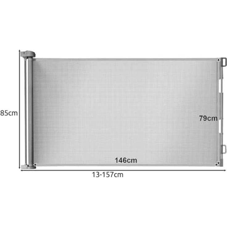 Treppenschutzgitter ausziehbar 13-140cm Rollgitter Höhe 85cm Absperrgitter 19380, Farbe:Grau-Grey – Bild 3