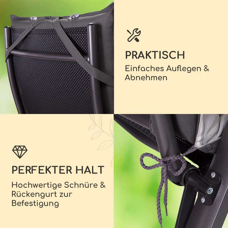 Sylt Polsterauflage Sesselauflage Kopfkissen Polyester 50 x 120 x 9 cm Hellgrau / Grau – Bild 4