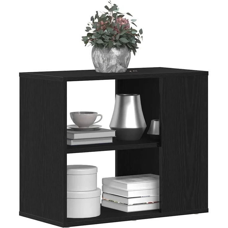 vidaXL Sideboard Schwarz Eichen-Optik 60 x 30 x 50 cm Holzwerkstoff 862606 – Bild 2