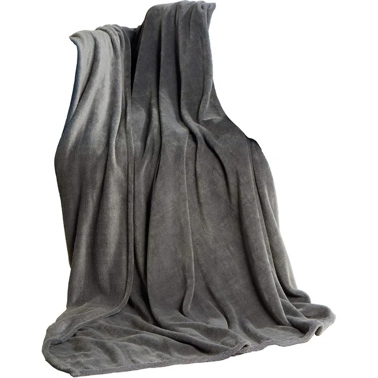 CelinaTex Flauschige XL Kuscheldecke 220x240 cm grau Decke Sofa Wohndecke weich Soft Mikrofaser Fleece Oeko-TEX TV-Decke
