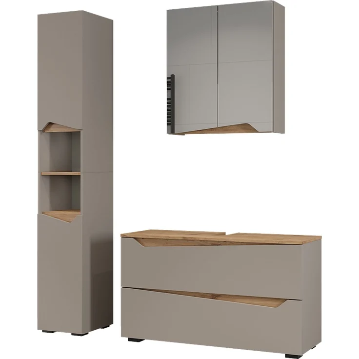 Badmöbel-Set Marelle Greige/Artisan-Eiche 3 Teile Vicco – Bild 1