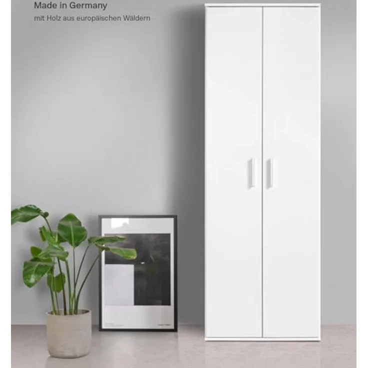 mokebo® Besenschrank 'Der Lange' moderner Mehrzweckschrank mit Staubsaugerfach, Schrank & Putzschrank, Made in Germany | 60 x 180 x 34 (B/H/T in cm) | Weiß – Bild 8