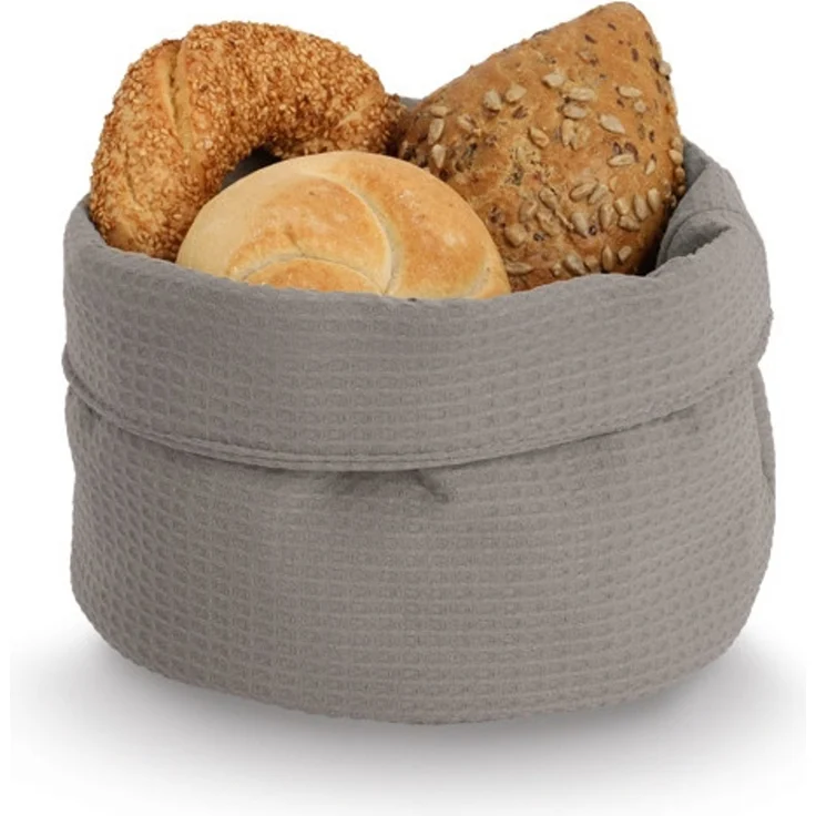 ZELLER 14532 Aufbewahrungskorb Ø 20 cm in TAUPE Waffelpiqué, Polyester / Korb – Bild 2