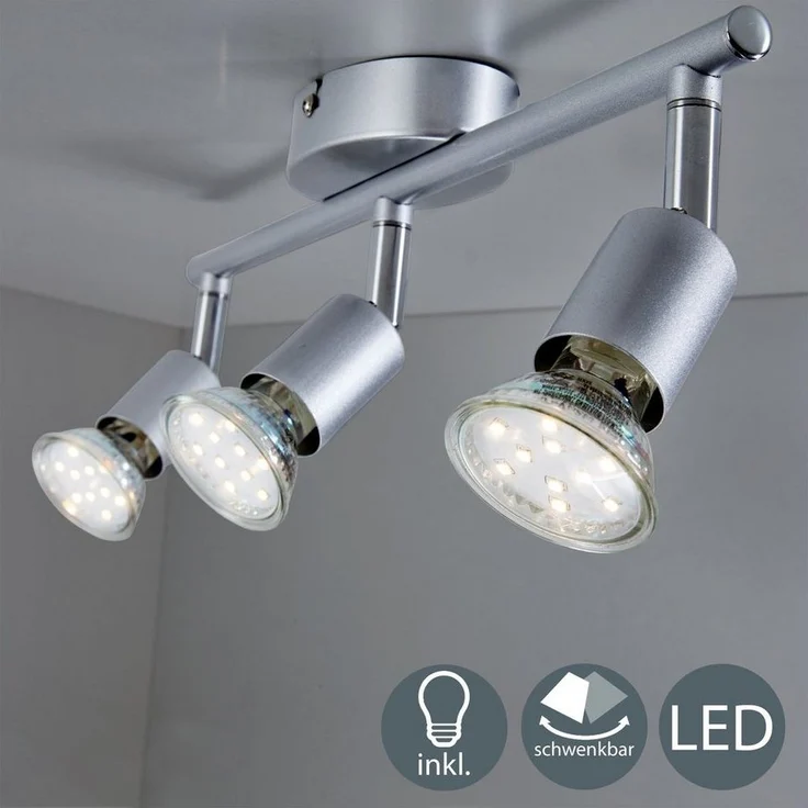 B.K.Licht Deckenleuchte Deckenspot 3x3W 750lm 3000K - 30-01-03-T, LED wechselbar, Titanfarbig Schwenkbar Drehbar GU10 Modern – Bild 2