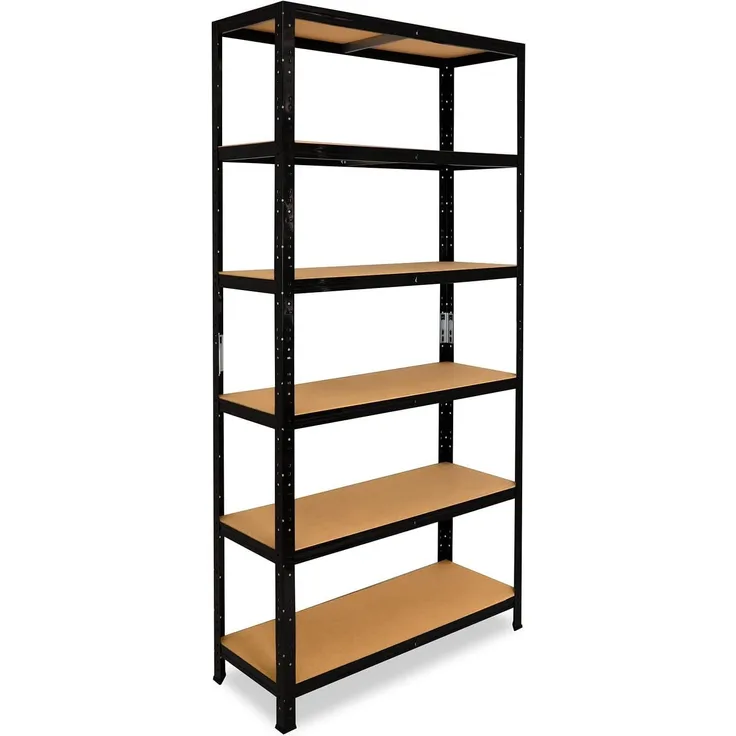 shelfplaza BLACK 200x70x40 cm Schwerlastregal in schwarz mit 6 Böden und 145 kg Traglast pro Boden