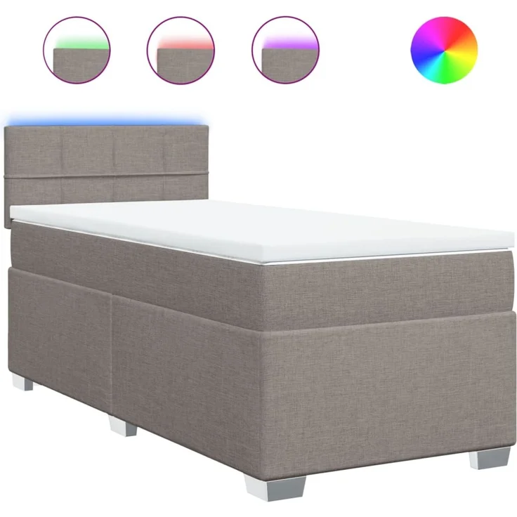 vidaXL Boxspringbett mit Matratze Taupe 90x200 cm Stoff 3288075 – Bild 2