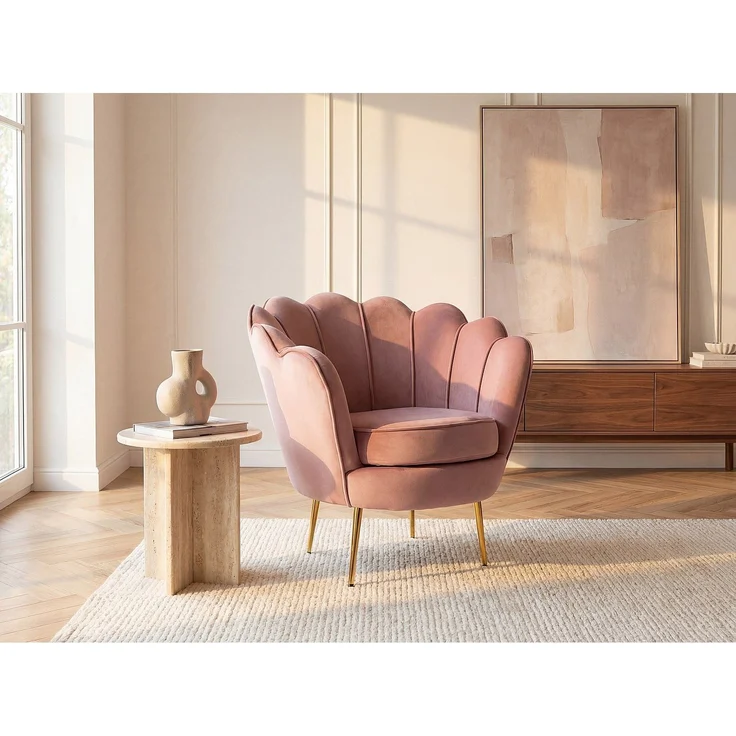 Vente-unique - DANDELION - Sessel mit gerader Rückenlehne - Metall - Rosa - 78 x 75 x 76.5 cm – Bild 2