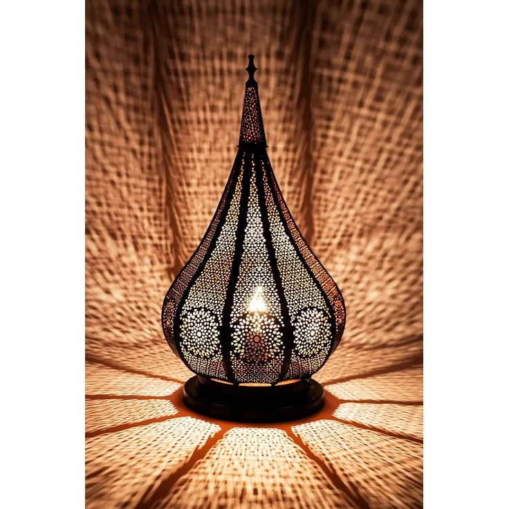Marrakesch Orient & Mediterran Interior Nachttischlampe Orientalische Tischlampe Lampe Kais Schwarz, Handarbeit
