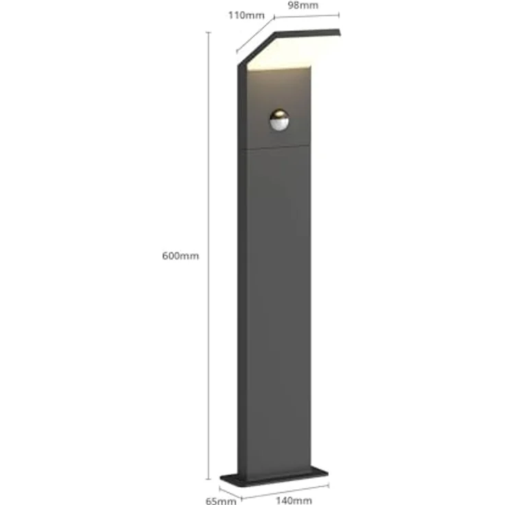Lucande LED Wegeleuchte 60 cm, Pollerleuchte mit Bewegungsmelder, spritzwassergeschützt IP54, 8,5W, warmweiß 3000K – Bild 5