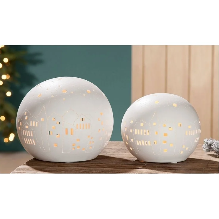 GILDE Tischleuchte GILDE Lampe Kugel City - weiß - H. 15,5cm x B. 18cm – Bild 1
