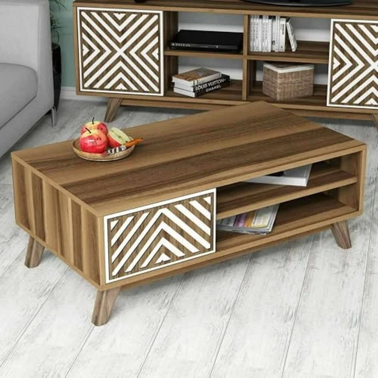 Dmora Couchtisch Markab 105x60x38.2h cm Braun 3 Fächer – Bild 4