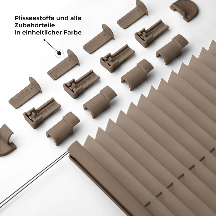 Sonello Plissee Klemmfix ohne Bohren 105x160 cm Braun Faltrollo Plisseerollo Jalousie für Tür & Fenster Blickdicht Sichtschutz Sonnenschutz Fertifplissee Rollo – Bild 2