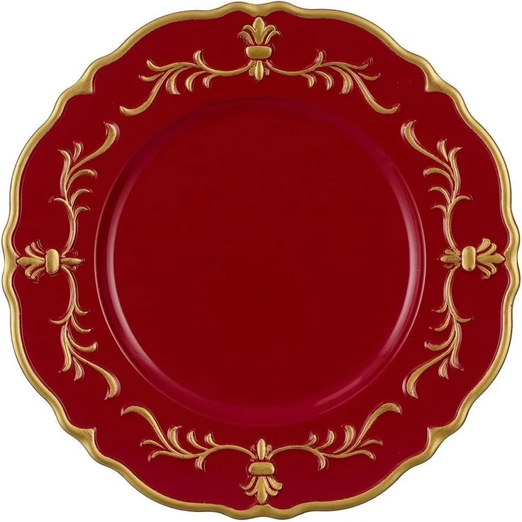Annastore Platzset Platzteller aus Kunststoff im Antik-Finish Ø 32,5 cm, Außergewöhnliche Platzteller für den festlich gedeckten Tisch – Bild 2