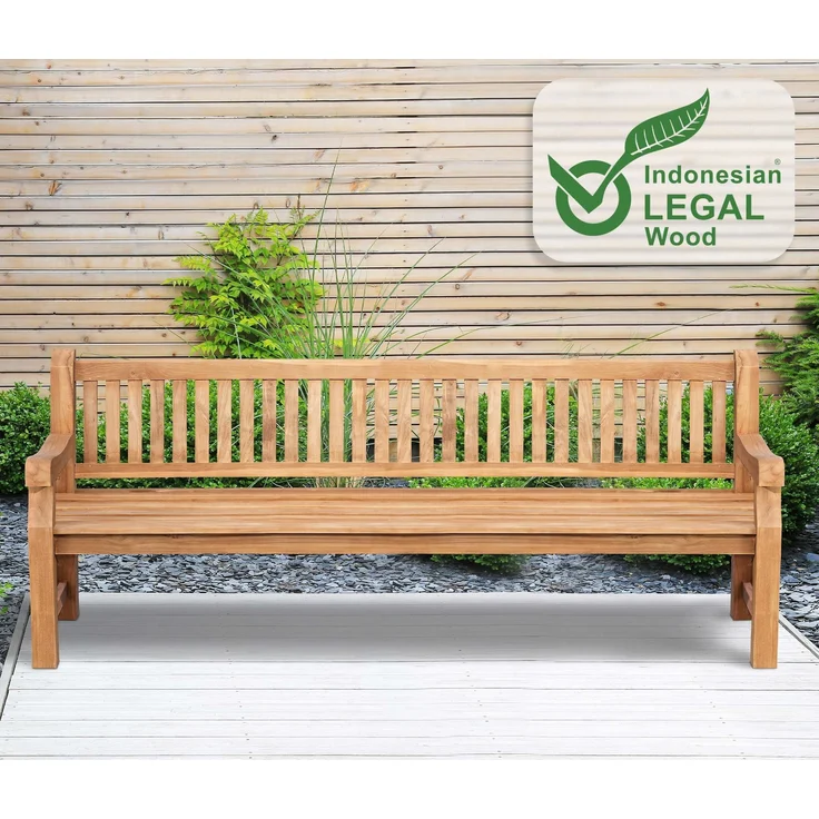 Gartenbank Teakbank DEGAD - Holz Teak 240x61x93 cm | Holzbank 240 Cm Gartenbank Sitzbank Mit Lehne Wetterfest Bank Garten Terrasse – Bild 5