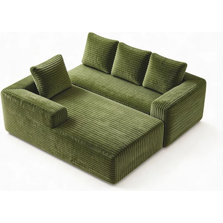 ZUBALIYA Sofa, modular kombinierbar, H 58 × T 168 × B 261 cm, Grün, Cord – Bild 19