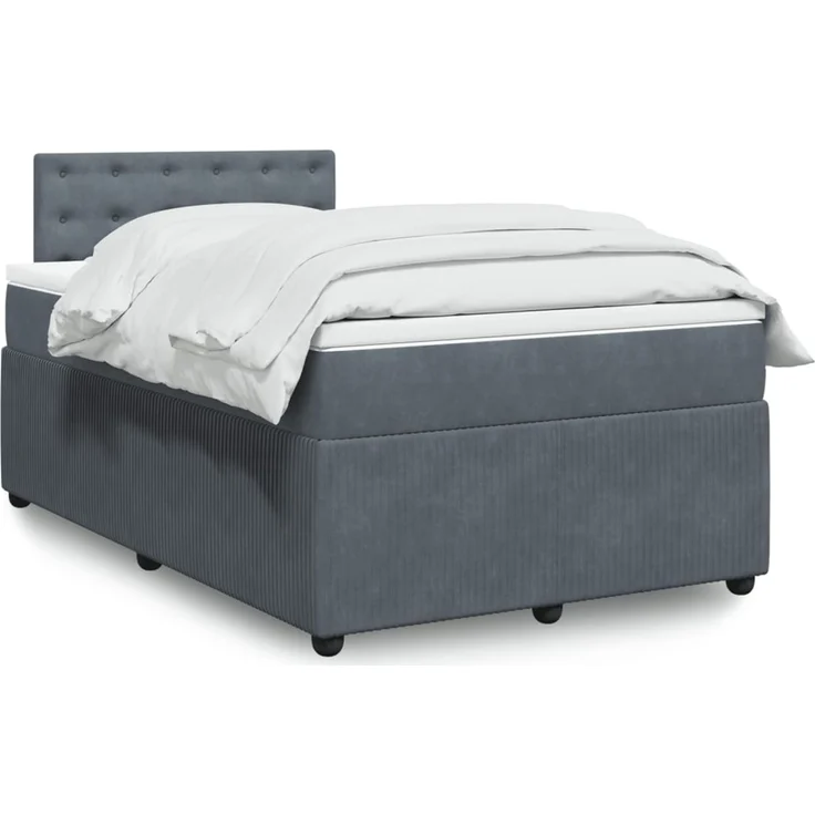 vidaXL Boxspringbett mit Matratze Dunkelgrau 120x200 cm Samt 3290023 – Bild 1