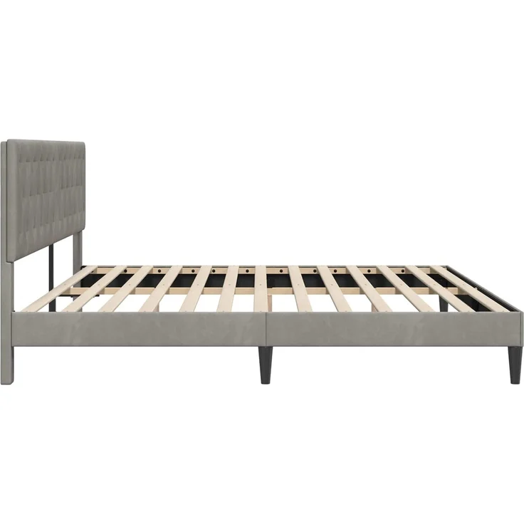 vidaXL Bettrahmen mit Kopfteil Hellgrau 200 x 200 cm Samt 42027685 – Bild 5