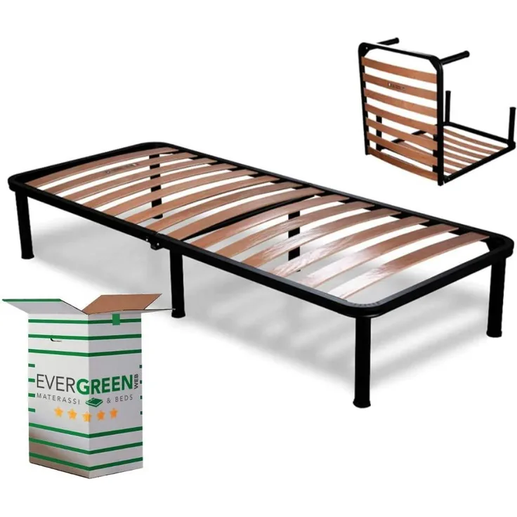 EVERGREENWEB ❤️ Orthopädischer Lattenrost 80x190 Faltbar, 35 cm Hoch, Extra Komfort Holzleisten mit 6 Abnehmbar Füße Verstärkte Rahmen aus Stahl, Klappbarer Bettgestell für alle Betten und Matratzen