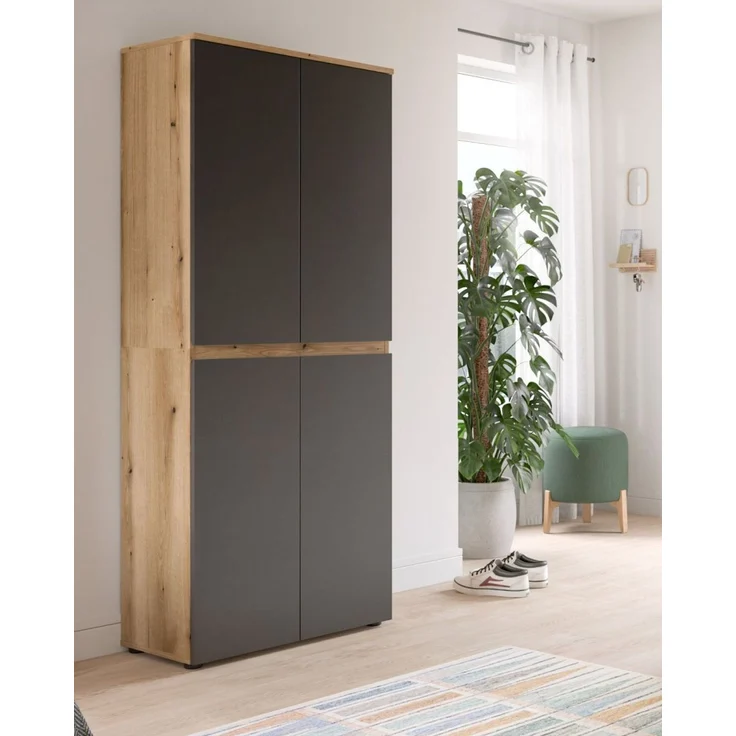 Mehrzweckschrank Assino in grau und Eiche 70x175 cm – Bild 2