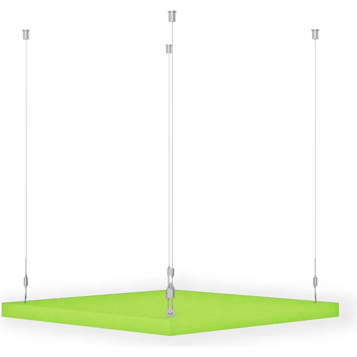 Rheinland Möbel FocusWall DAQ0505 – Quadratischer Akustik-Deckenabsorber 50×50 cm in Stofffarbe Madura inkl. Chrom-Stahlseilen - Made in Germany - Klasse A, Stoffbezug, schwer entflammbar – Bild 3