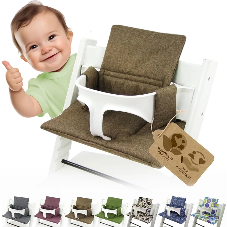 Ersatzbezug Sitzkissen kompatibel mit Stokke Tripp Trapp (org. hellbraun) | Bezug Kissen-Set Sitzverkleinerer, Mod. 2