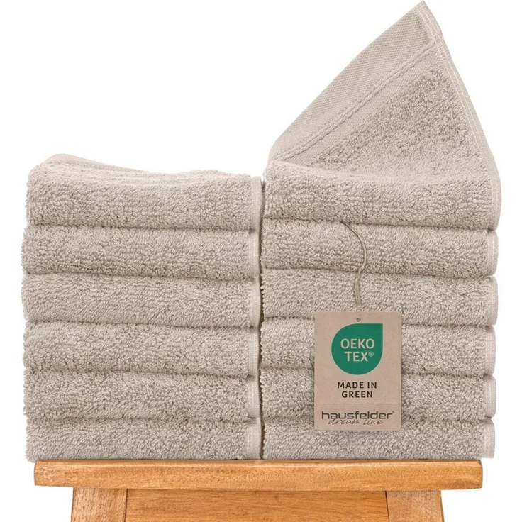 Hausfelder Gästehandtücher 12er Set kleine Handtücher für Gäste WC,aus 100% Baumwolle, beige, Baumwollfrottee (12-St), 100% Baumwolle, weich, saugfähig, Uni-Farben