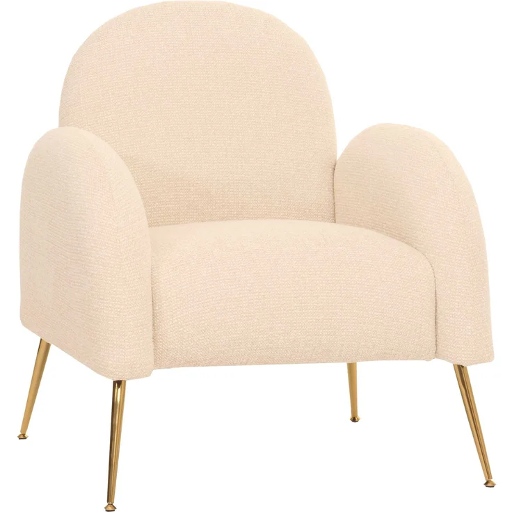 Lounge-Sessel HWC-N69, Cocktailsessel Sessel, Retro Nosagfederung Stoff/Textil Chenille ~ creme-weiß – Bild 9