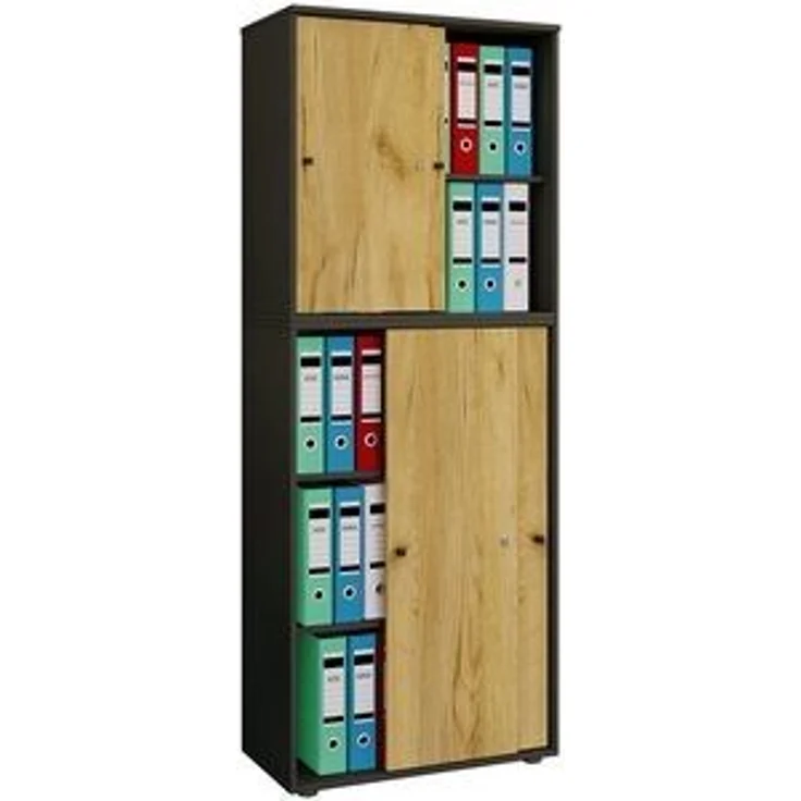 VCM Büroschrank Lona 919601 Anthrazit / Honig-Eiche B. 70 x H. 184 x T. 37 cm – Bild 5
