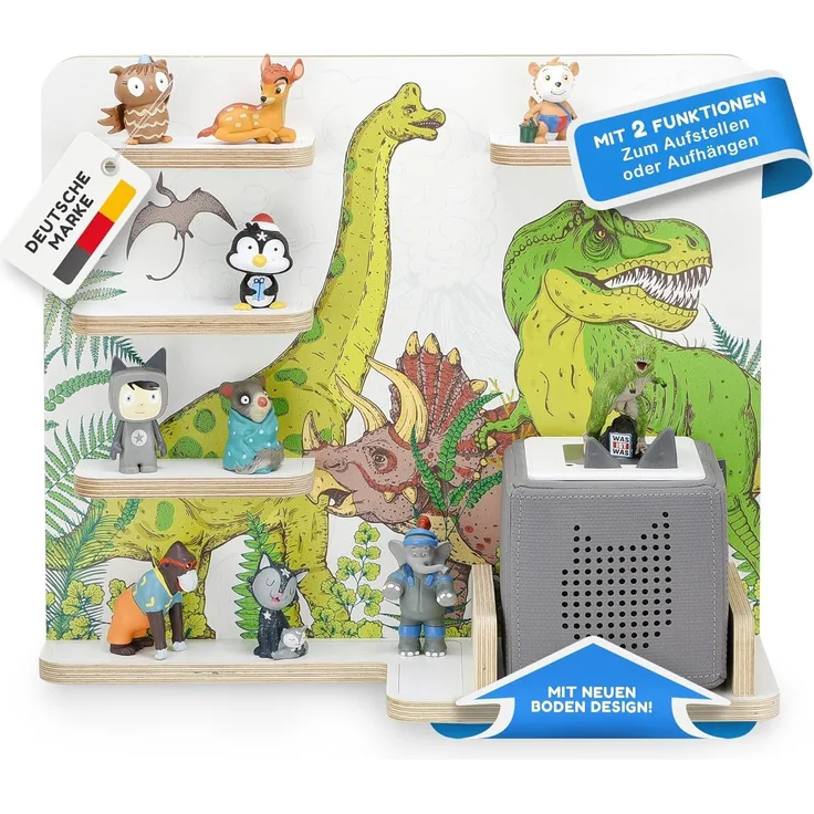 stadtecken Kinderregal Dinosaurier, Regal für die Toniebox und ca. 35 Tonies, Passend für ca. 35 Tonies