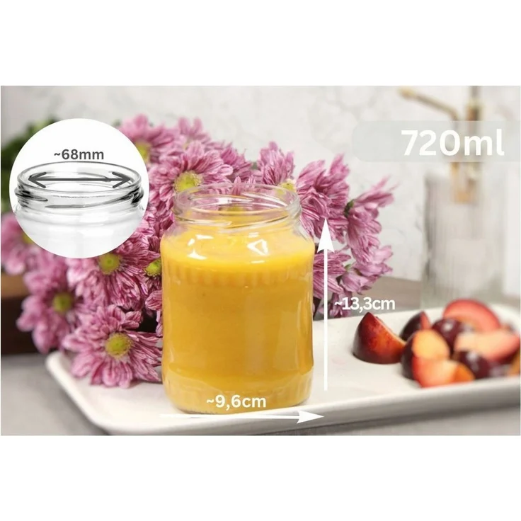 gouveo Einmachglas Vorratsgläser 720 ml Klassik mit Schraub-Deckel - Große Einmachgläser, (24-tlg, Karorot BS) – Bild 2