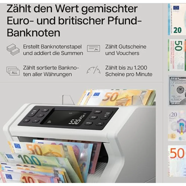 Safescan Geldzählmaschine mit Wertzählung 2265 G2 3,9-Zoll – Bild 4