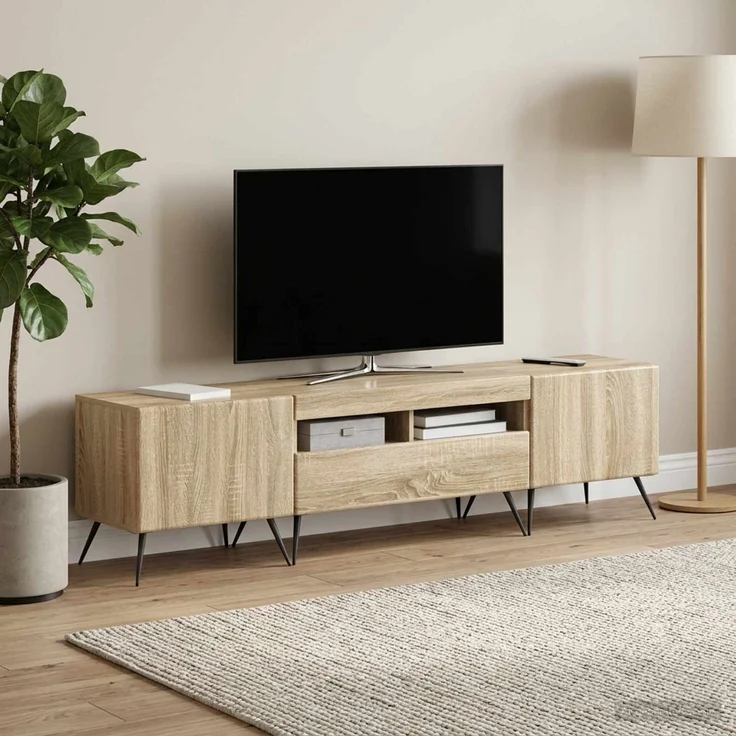 vidaXL LED-TV-Schrank BREDA 3 stk. Sonoma-Eiche Holzwerkstoff 3416921 – Bild 1
