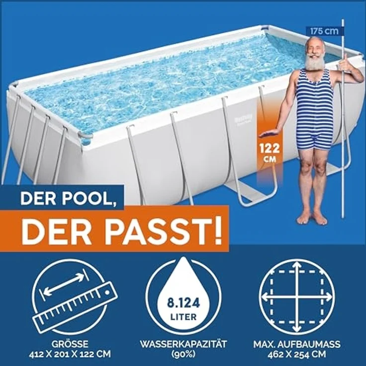 Bestway 'Power Steel Frame 412 x 201 x 122 cm' Pool-Set mit Sandfilteranlage – Bild 3