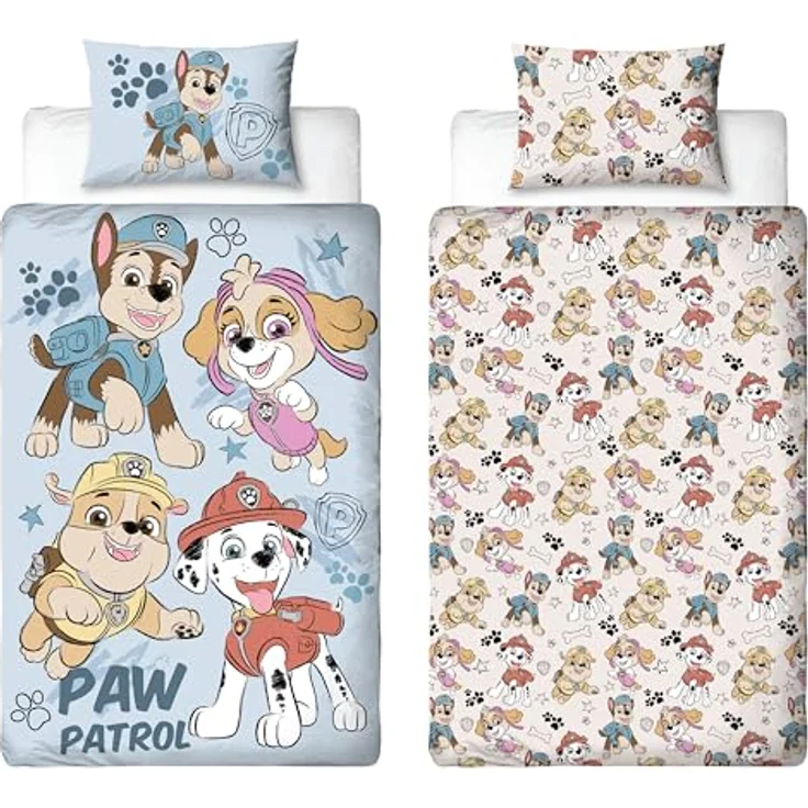 PAW PATROL offiziell Lizenziertes Skizzen-Design Einzelbettwäsche-Set | Wendbares 2-seitiges Hundebettzeug einschließlich passendem Kissenbezug | Perfekt für das Kinderzimmer | Polybaumwolle – Bild 2