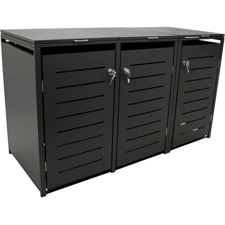 DEGAMO Mülltonnenbox KÖLN (1 St), Stahl grau, für 3 Tonnen 120 oder 240 Liter – Bild 4