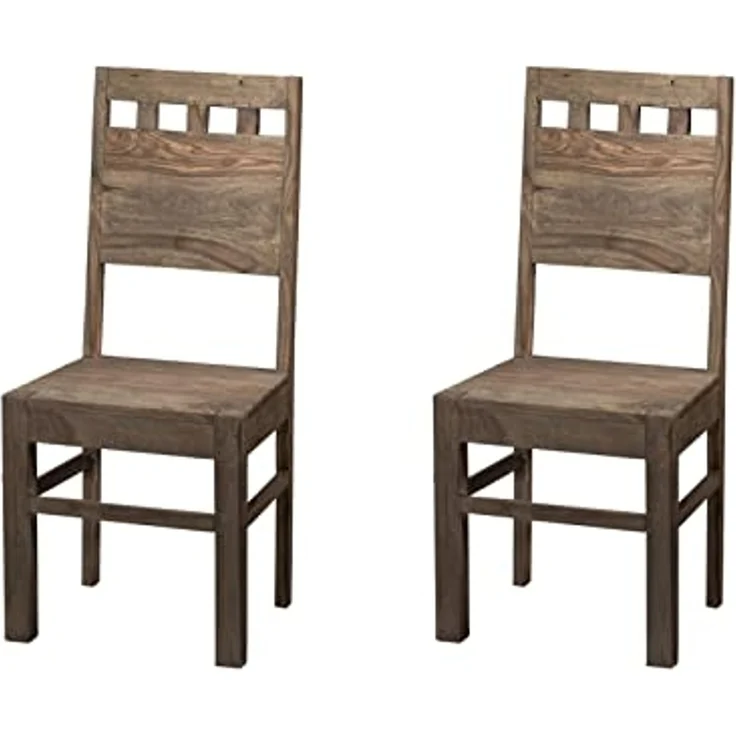Stuhl Sheesham 45x45x100 grau geölt NATURE GREY,#120, 2er Set – Bild 5