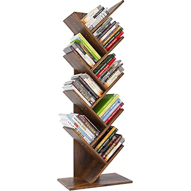YITAHOME Baum-Bücherregal, Bodenstehendes Standregal, Industrielle Holzregale, Hohe Aufbewahrungsmöglichkeit für Ausstellungsstücke, Lagerregal für Wohnzimmer, Home-Office, Regal aus Vintagebraun – Bild 2