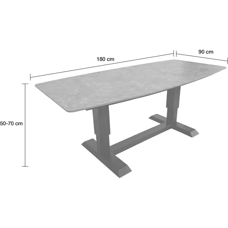 Gartentisch Malte Lifttisch Esstisch 180x90 cm Aluminium/sintered stone Taupe – Bild 2