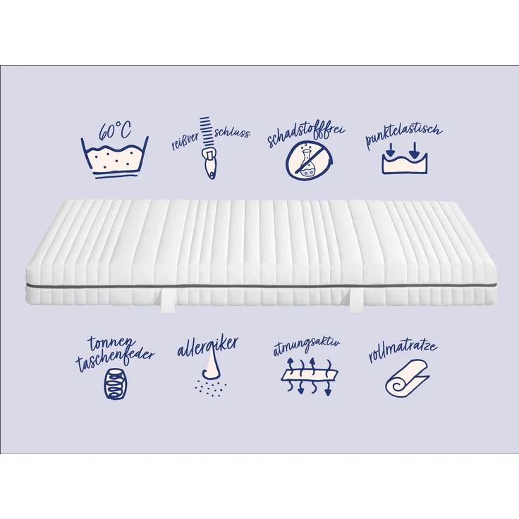 Taschenfederkernmatratze Nightlife Silber mit 7 Liegezonen, Badenia Trendline, 18 cm hoch, punktelastische Körperaufnahme für alle Schlaftypen, Bezug waschbar – Bild 4