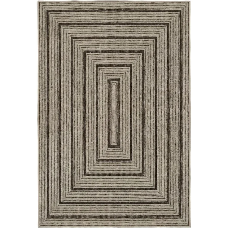 Vimoda Outdoorteppich Ventura, wetterfest robust kurzflor teppich Balkon Terrasse Küche, Rechteckig, Höhe: 5 mm, In- & Outdoor geometrisches Design Teppich waschbar in Grün Beige Grau – Bild 2