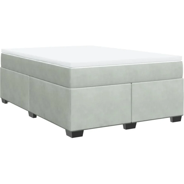 vidaXL Boxspringbett mit Matratze Hellgrau 140x190 cm Samt 3285281 – Bild 9