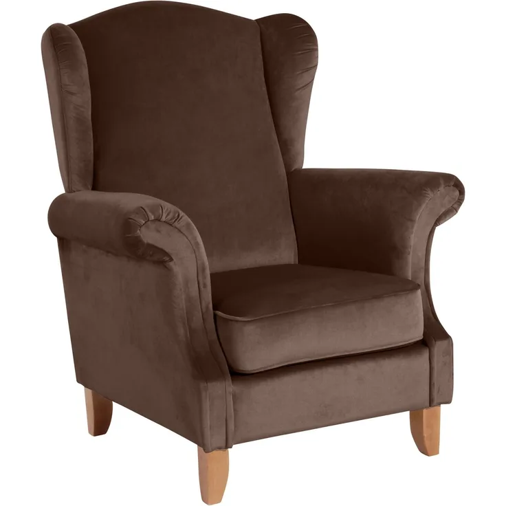 Ohrensessel Katria Bezug Samtvelours Buche natur / braun 22835