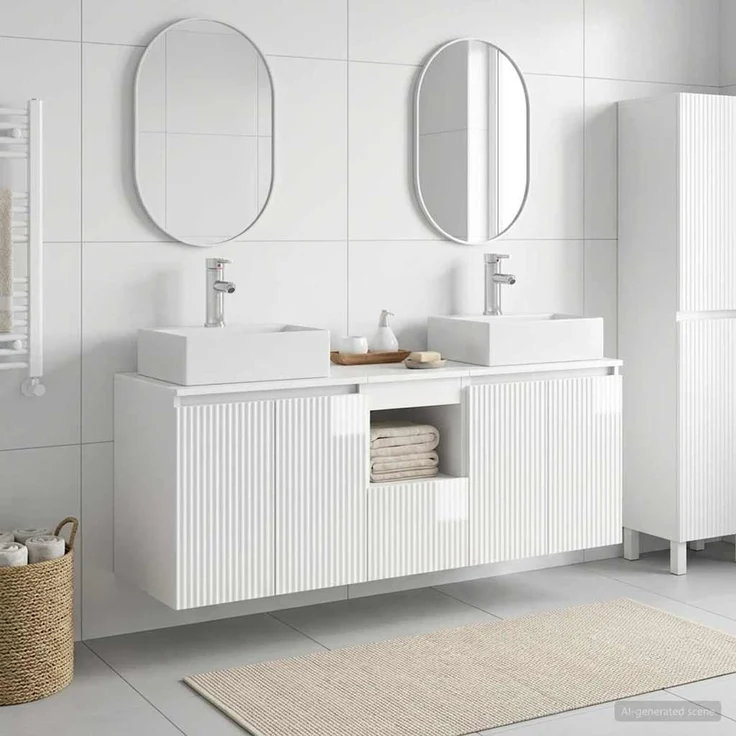 vidaXL Badezimmerschrank-Set 3 stk. Hochglanz Weiß 129 x 41 x 79,5 cm 3405651 – Bild 1