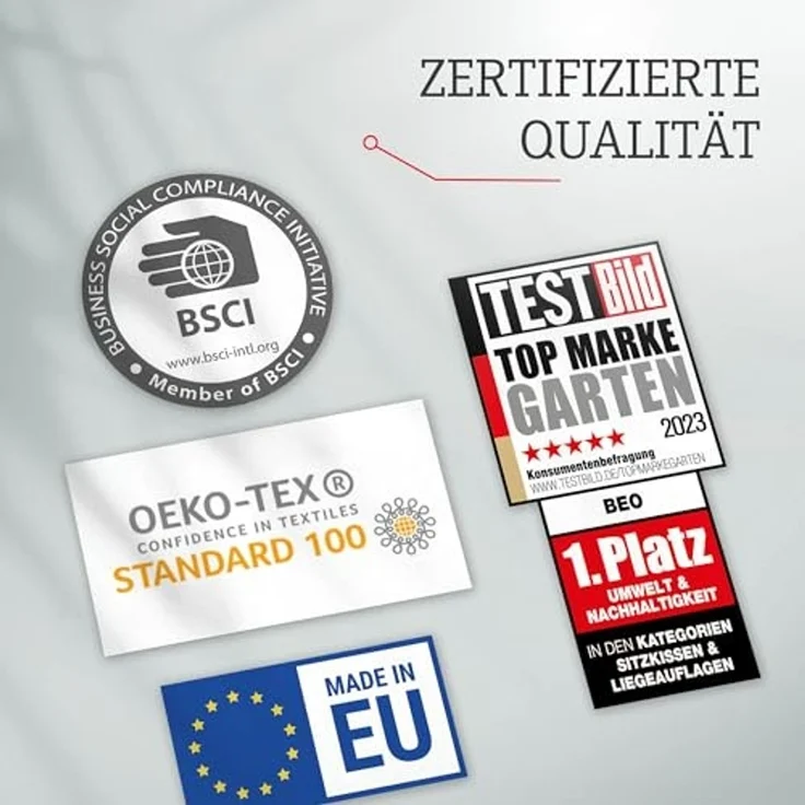 Beo Gartenstuhlauflage Niedriglehner Wasserabweisend Nizza | Made in EU Premium-Qualität | Niedriglehner Auflagen UV-beständig und waschbar | Atmungsaktive Stuhlauflage Niedriglehner in Anthrazit – Bild 6