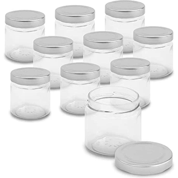 itenga Marmeladenglas itenga Set 10 Marmeladengläser rund mit silbernem Deckel 212ml – Bild 1