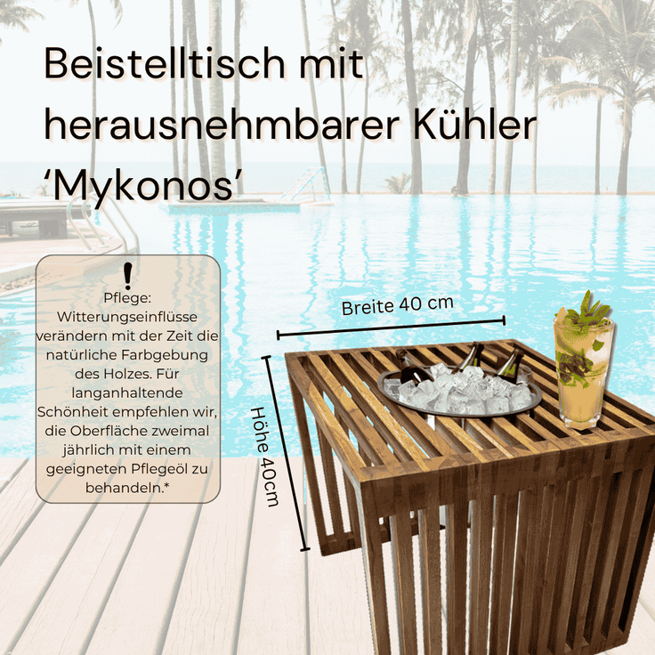 COOTAB Cooler Table MYKONOS 3-in-1 Loungetisch mit Edelstahl-Kühler – Bild 4
