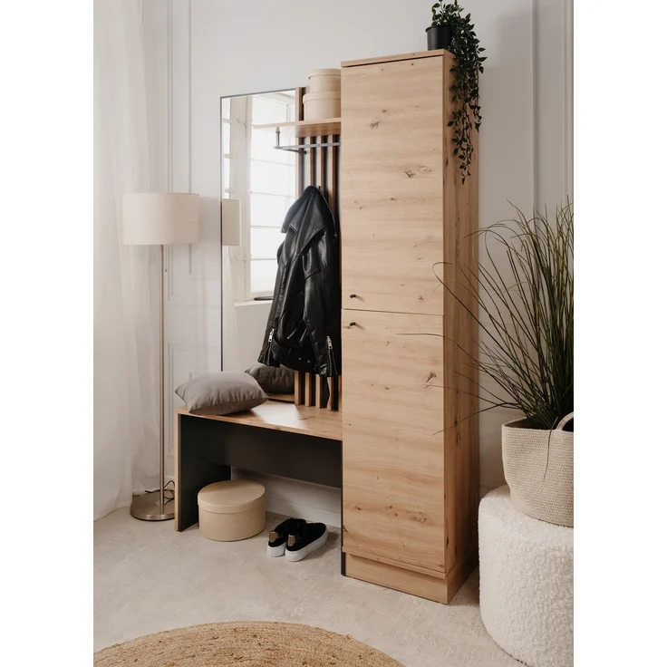 Kompaktgarderobe >Medan< in Dekor Artisan Oak / anthrazit - 122x190x37cm (BxHxT) – Bild 4