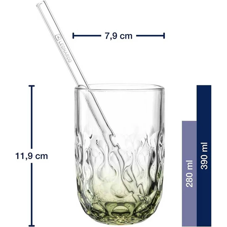 Leonardo GOCCE Matcha Latte Glas (2) 390 ml mit Glastrinkhalm 2er Set – Bild 2