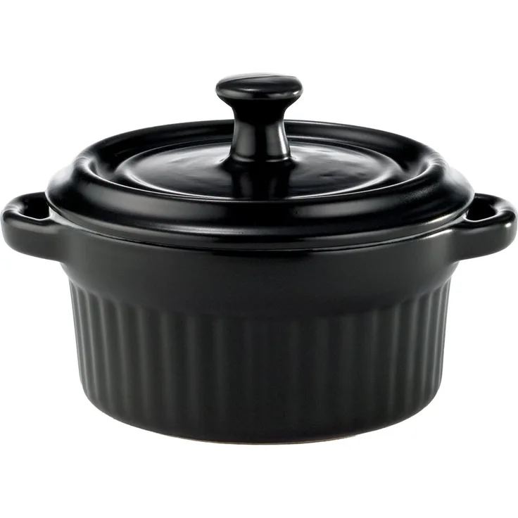 Zurbrüggen Mini-Cocotte, Keramik schwarz, 10 cm, backofengeeignet und mikrowellengeeignet