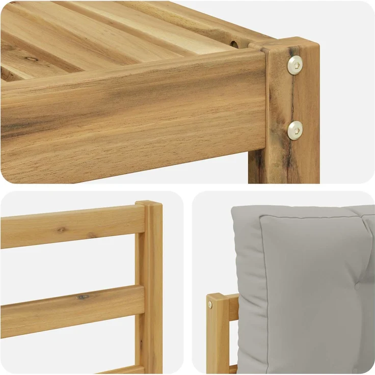 vidaXL Outdoor-Sofagarnitur 7 stk. 7-Sitzer Weiß und Hellgrau 3386745 – Bild 6